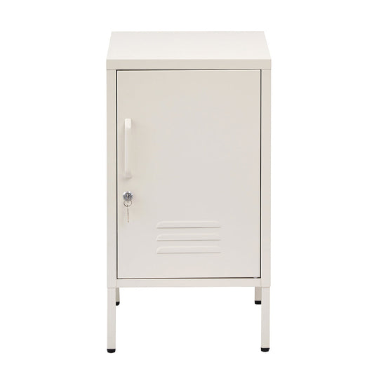 Quesnel Bedside Table Metal Cabinet - White