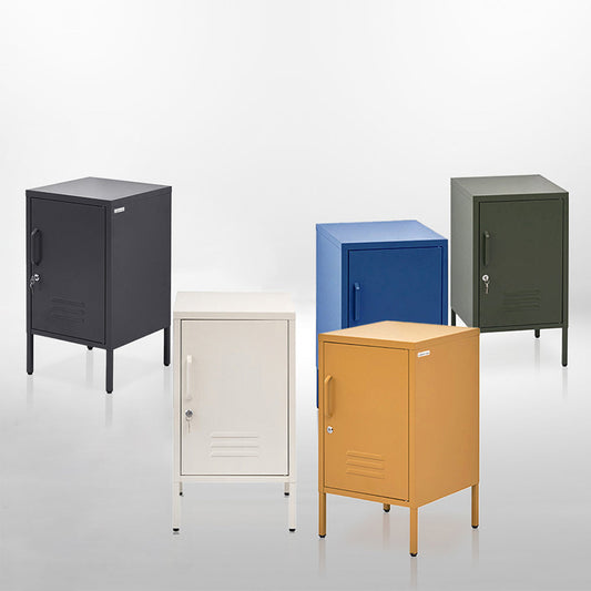 Quesnel Bedside Table Metal Cabinet - White