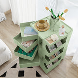 Vernon PP Plastic Bedside Table Side Table Nightstand Organizer Replica Boby Trolley 5 Tier with 4 Drawers - Green