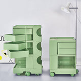 Vernon PP Plastic Bedside Table Side Table Nightstand Organizer Replica Boby Trolley 5 Tier with 4 Drawers - Green