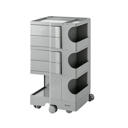 Vernon PP Plastic Bedside Table Side Table Nightstand Organizer Replica Boby Trolley 5 Tier with 4 Drawers - Grey