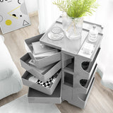 Vernon PP Plastic Bedside Table Side Table Nightstand Organizer Replica Boby Trolley 5 Tier with 4 Drawers - Grey