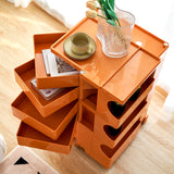 Vernon PP Plastic Bedside Table Side Table Nightstand Organizer Replica Boby Trolley 5 Tier with 4 Drawers - Orange