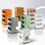 Vernon PP Plastic Bedside Table Side Table Nightstand Organizer Replica Boby Trolley 5 Tier with 4 Drawers - Orange