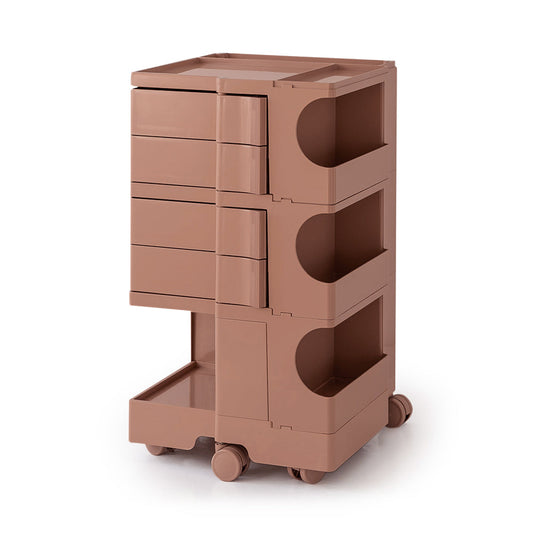 Vernon PP Plastic Bedside Table Side Table Nightstand Organizer Replica Boby Trolley 5 Tier with 4 Drawers - Pink