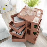 Vernon PP Plastic Bedside Table Side Table Nightstand Organizer Replica Boby Trolley 5 Tier with 4 Drawers - Pink