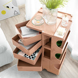 Vernon PP Plastic Bedside Table Side Table Nightstand Organizer Replica Boby Trolley 5 Tier with 4 Drawers - Pink