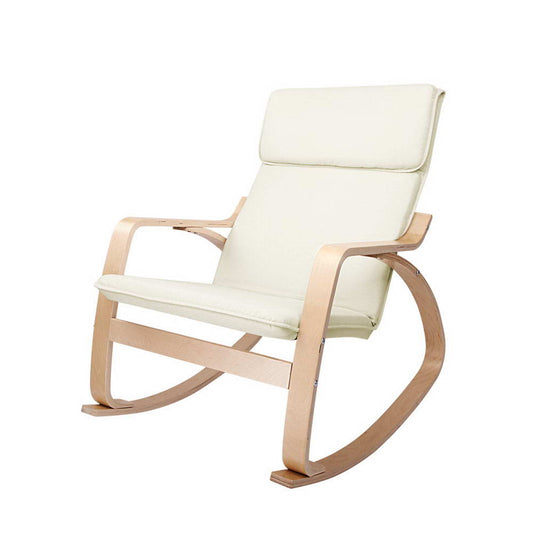Maryam Rocking Armchair Nursing Bentwood - Beige