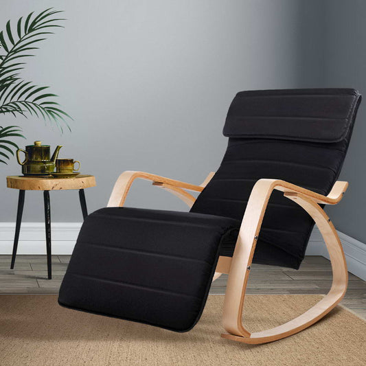 Maribel Rocking Armchair Footrest Nursing - Black