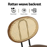 Set of 2 Valletta Bar Stools Kitchen Stool Metal Counter Rattan - Brown