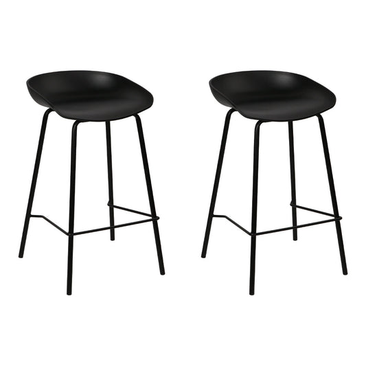 Set of 2 Koropi Metal Bar Stools - Black