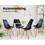 Empress Set of 4 Dining Chairs Leather Plastic Replica Wooden - Black