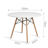 Dining Table 4 Seater Round Replica DSW Eiffel Kitchen Timber White