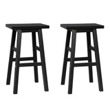 Set of 2 Lecce Beech Wood Bar Stools - Black