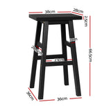 Set of 2 Lecce Beech Wood Bar Stools - Black