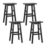Set of 4 Lecce Beech Wood Bar Stools - Black