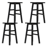 Set of 4 Lecce Beech Wood Bar Stools - Black