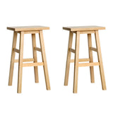 Set of 2 Lecce Beech Wood Bar Stools - Natural