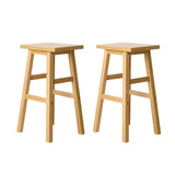 Set of 2 Lecce Beech Wood Bar Stools - Natural