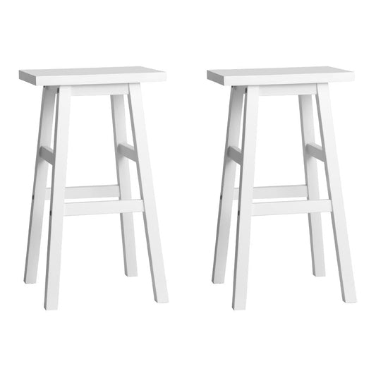 Set of 2 Lecce Beech Wood Bar Stools - White