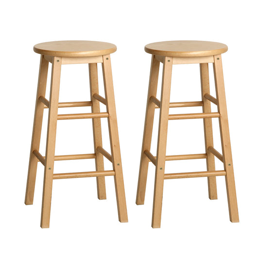 Set of 2 Lucerne Beech Wood Backless Bar StoolsNatural - Natural