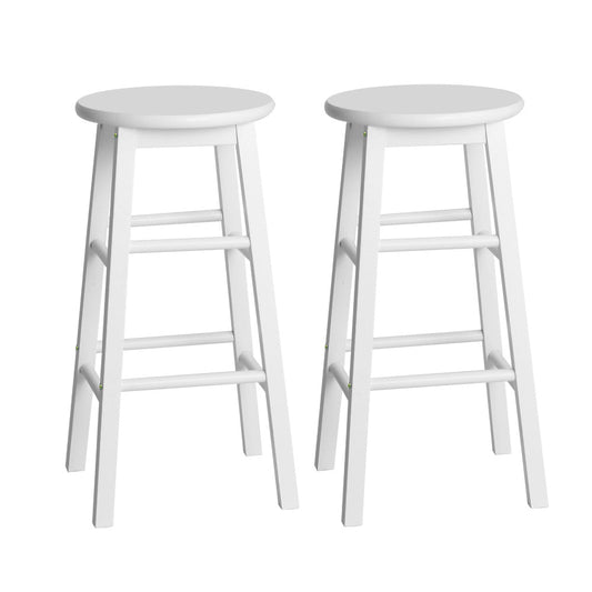 Set of 2 Lucerne Beech Wood Backless Bar Stools - White