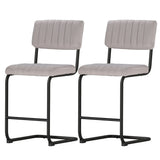 Set of 2 Nairobi Bar Stools Velvet Chairs - Grey