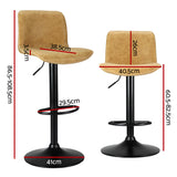 Set of 2 Karachi Bar Stools Kitchen Swivel Gas Lift Chairs - Brown