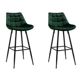 Set of 2 Loures Velvet Bar Stools - Green