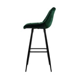 Set of 2 Loures Velvet Bar Stools - Green