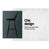 Set of 2 Loures Velvet Bar Stools - Green