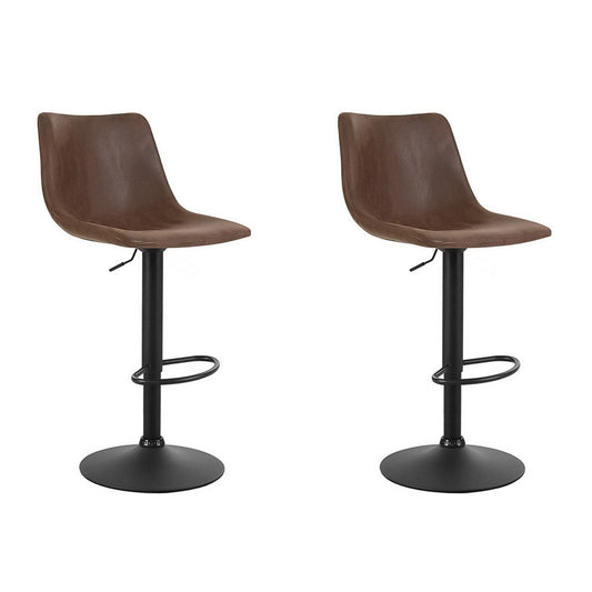 Set of 2 Leiria Bar Stools Vintage Swivel Gas Lift - Brown
