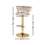 Set of 2 Saldus Bar Stools Gas Lift Velvet Woven Backrest - Ivory