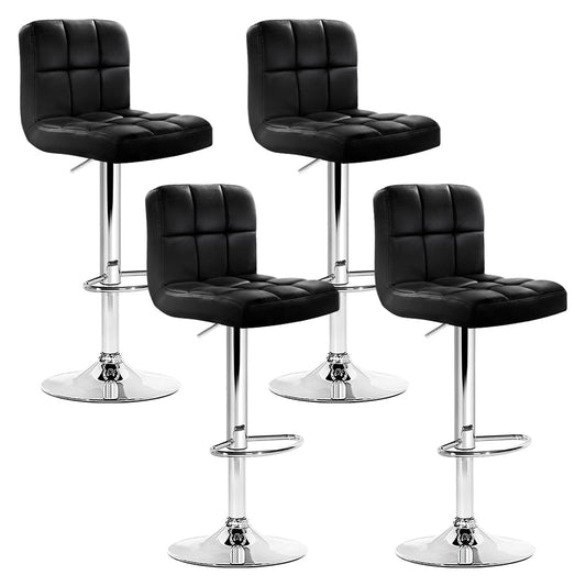 Set of 4 Livorno Bar Stools Gas lift Swivel Steel - Steel & Black