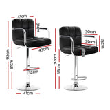 Set of 2 Foggia Bar Stools Gas lift Swivel Armrests Steel - Black
