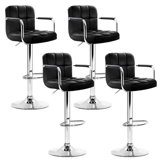Set of 4 Foggia Bar Stools Gas lift Swivel Armrests Steel - Black