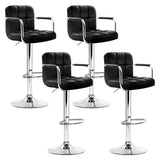 Set of 4 Foggia Bar Stools Gas lift Swivel Armrests Steel - Black