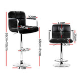 Set of 4 Foggia Bar Stools Gas lift Swivel Armrests Steel - Black