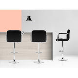 Set of 4 Foggia Bar Stools Gas lift Swivel Armrests Steel - Black