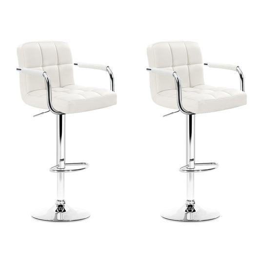 Set of 2 Foggia Bar Stools Gas lift Swivel Steel - White
