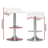 Set of 2 Nicosia Bar Stools Kitchen Stool Chairs Dining Gas Lift PU Leather - White