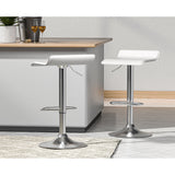 Set of 2 Nicosia Bar Stools Kitchen Stool Chairs Dining Gas Lift PU Leather - White
