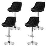 Set of 4 Corfu Bar Stools PU Leather Diamond Style - Black