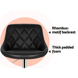 Set of 4 Corfu Bar Stools PU Leather Diamond Style - Black