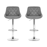 Set of 2 Corfu Bar Stools PU Leather Diamond Style - Grey