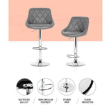 Set of 4 Corfu Bar Stools PU Leather Diamond Style - Grey