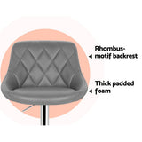 Set of 4 Corfu Bar Stools PU Leather Diamond Style - Grey