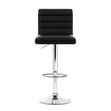 Set of 4 Bergamo PU Leather Lined Pattern Bar Stools - Black & Chrome