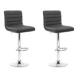 Set of 2 Bergamo PU Leather Lined Pattern Bar Stools - Grey