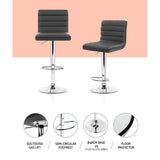 Set of 2 Bergamo PU Leather Lined Pattern Bar Stools - Grey